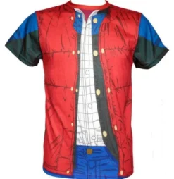 CAMISETA REGRESO AL FUTURO: TORSO MARTY MCFLY (TALLA L) [CAJA IMITACION VHS]