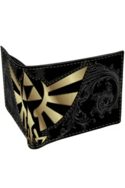 CARTERA: ESTILO BILLETERA CON LOGOTIPO ZELDA COSIDO (COLOR NEGRO)