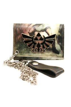 CARTERA: ESTILO BILLETERA ZELDA LINK CON CADENA (COLOR GRIS)