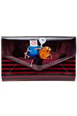 CARTERA: ESTILO MONEDERO HORA DE AVENTURAS (JAKE Y FINN EN COLOR NEGRO Y ROJO)
