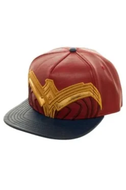 GORRA DE BEISBOL DC: WONDER WOMAN LOGO (COLOR ROJO Y AZUL ACABADO EN CUERO)