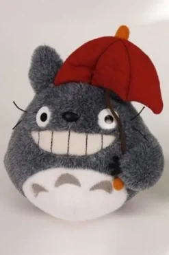 MI VECINO TOTORO: PELUCHE TOTORO GRIS CON PARAGUAS ROJO (15 CM)