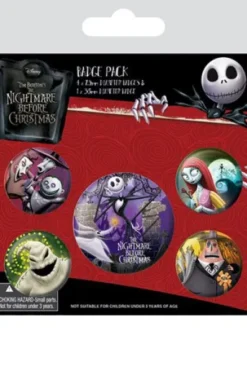 PESADILLA ANTES DE NAVIDAD: PACK 5 CHAPAS CHARACTERS
